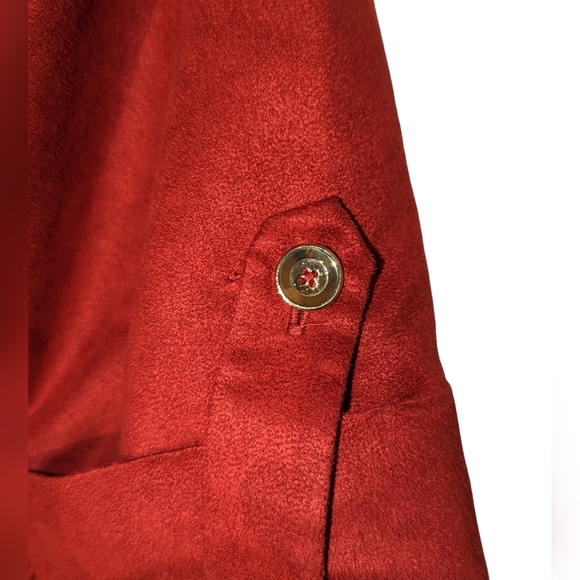 Sharagano red suede-feel A-line dress, size 6 - Picture 5 of 5